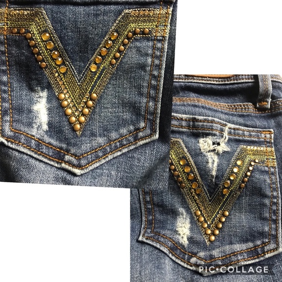 Vigoss Miami Skinny distressed bling jeans 3 - Picture 7 of 9